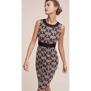 Anthropologie HD in Paris Cutwork Column Embroidered Dress 10 Black Whimsygoth